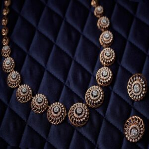 18KT Rose Gold Diamond Necklace with studs|Pachchigar Jewellers