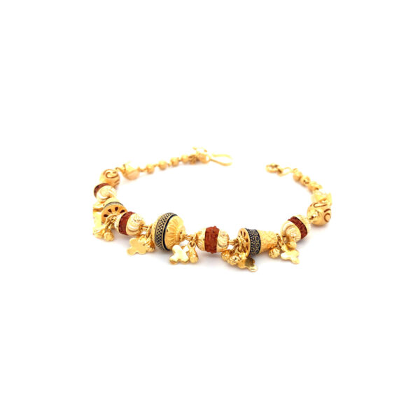 22K Yellow Gold Fancy Rudraksha Ladies Bracelet