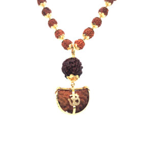 22K Ek Mukhi Centre Rudraksha bead with Gold Rudraksha Mala