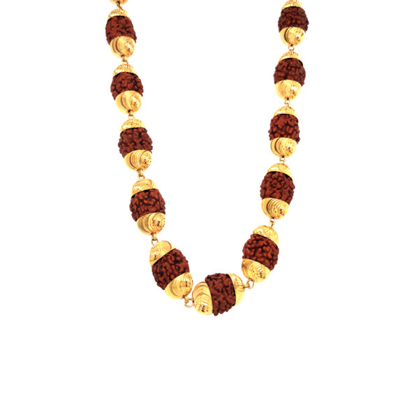 22K Yellow Gold Panch mukhi golden cap rudraksha mala