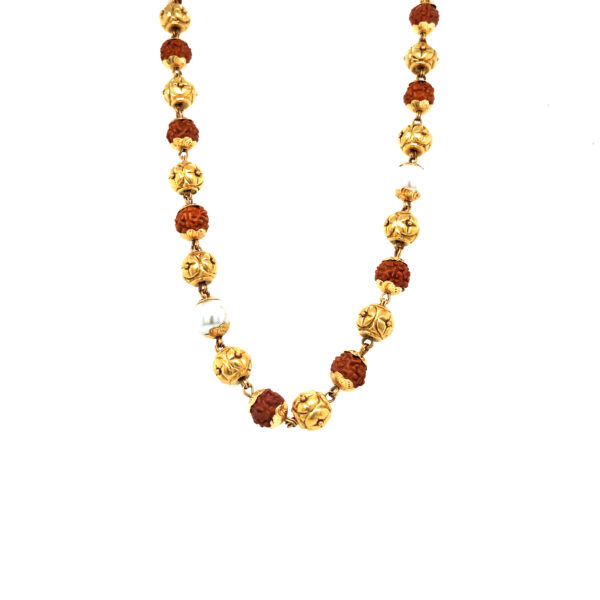 22K Gold and Rudraksha beads with White Pearl|Pachchigar Jewellers