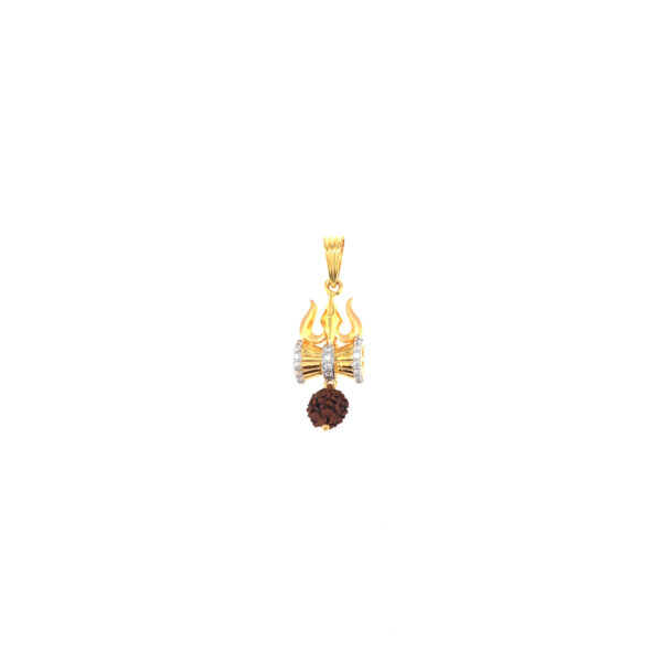 22Kt Gold Pendant in Trishul  Rudraksh|Pachchigar Jewellers