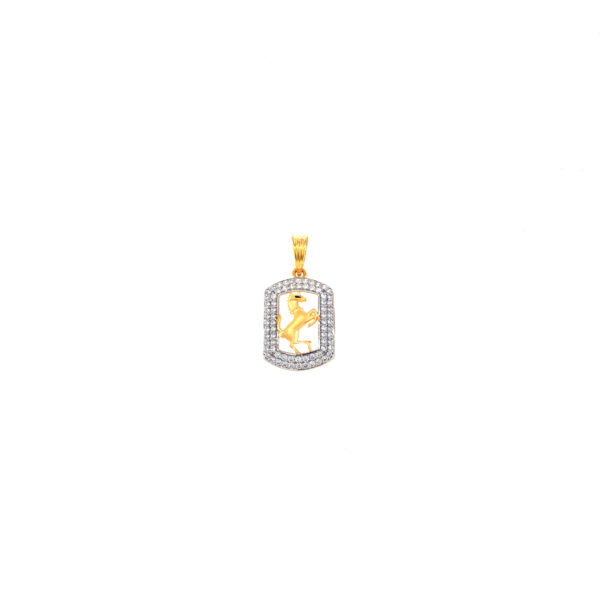 22K Yellow Gold Riding Horse in American Diamond Pendant