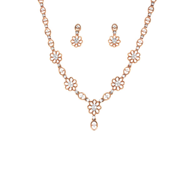 18KT Rose Gold Floral Diamond Necklace|Pachchigar Jewellers