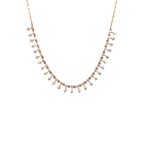 18KT Rose Gold Elegant Diamond Necklace|Pachchigar Jeweller