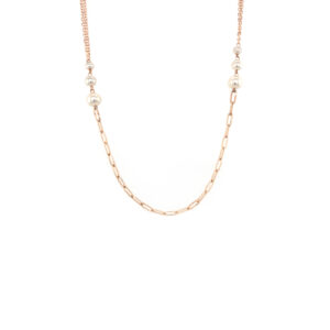 18KT Italian Rose Gold Cubic Chain with lustrous white pearl 18KT Italian Rose Gold Cubic Chain with lustrous white pearl