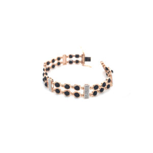 18K Rose Gold Semi-Stiff Rudraksha Bracelet for Mens
