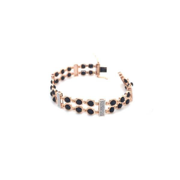 18K Rose Gold Semi-Stiff Rudraksha Bracelet for Mens