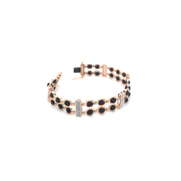 18K Rose Gold Semi-Stiff Rudraksha Bracelet for Mens