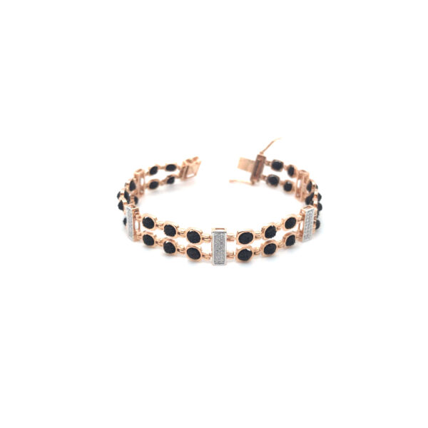 18K Rose Gold Semi-Stiff Rudraksha Bracelet for Mens