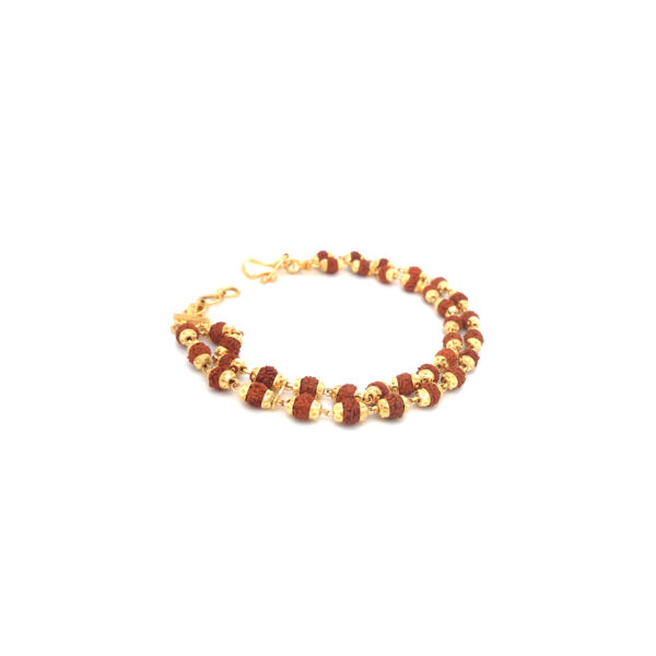 22K Yellow Gold Double Line Rudraksha Bracelet