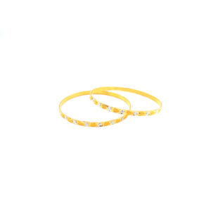 22K Yellow Gold AD Studded Rhodium BanglePachchigar Jeweller