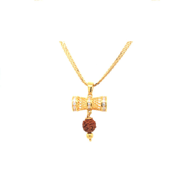 22K Gold Shiv Dumroo Rudraksha Pendant |Pachchigar Jewellers