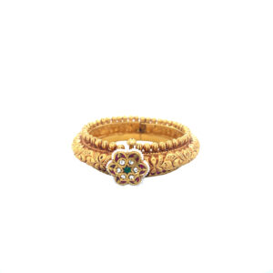 Antique Gold Chitrai Bangle with Kundan|Pachchigar Jewellers