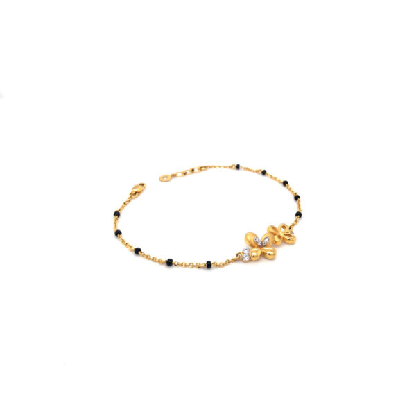 22K Gold Simple Bracelet with Black Bead|Pachchigar Jeweller