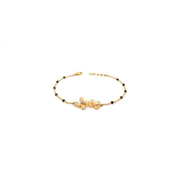 22K Gold Simple Bracelet with Black Bead|Pachchigar Jeweller
