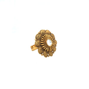 22KT Antique Gold Kundan Studded Ring  |Pachchigar Jewellers