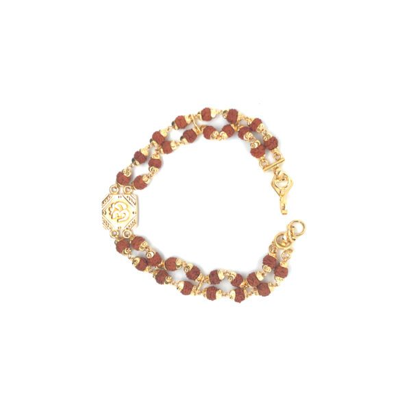 22K Gold Two Line Rudraksha OM Bracelet|Pachchigar Jewellers
