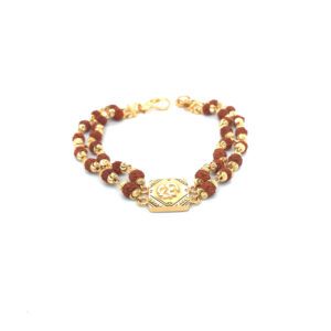22K Gold Two Line Rudraksha OM Bracelet|Pachchigar Jewellers