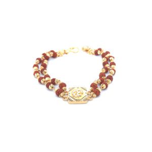 22K Gold Two Line Rudraksha OM Bracelet|Pachchigar Jewellers