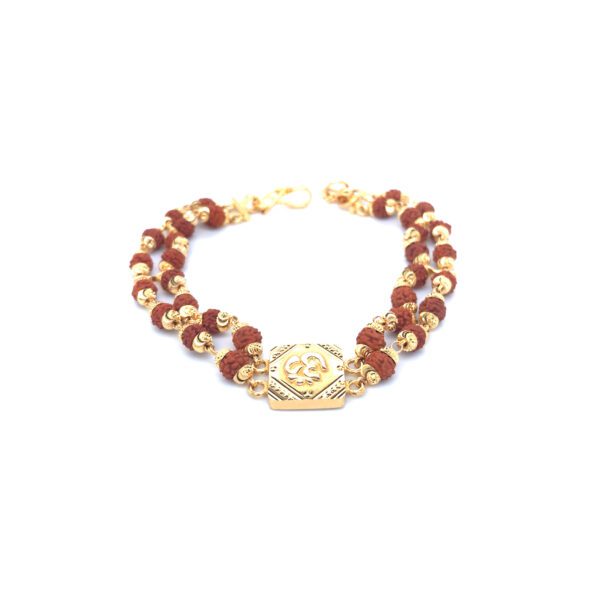 22K Gold Two Line Rudraksha OM Bracelet|Pachchigar Jewellers