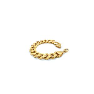 Chunky 22KT Gold Men's Cuban Link Bracelet – Textured Finish