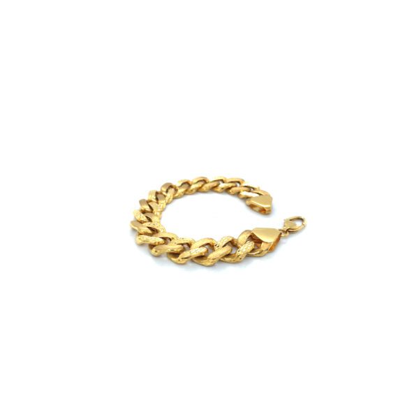 Chunky 22KT Gold Men's Cuban Link Bracelet – Textured Finish