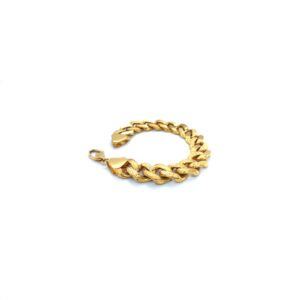 Chunky 22KT Gold Men's Cuban Link Bracelet – Textured Finish