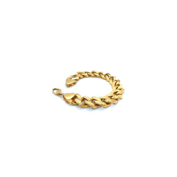 Chunky 22KT Gold Men's Cuban Link Bracelet – Textured Finish