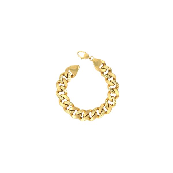 Chunky 22KT Gold Men's Cuban Link Bracelet – Textured Finish