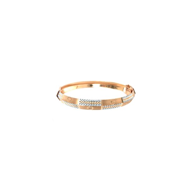 18KT Gold Men's Bracelet – Bold Screw Motif with Dual-Tone