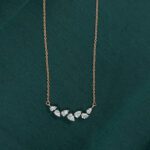 Elegant Sparkle: Diamond Pendant Set with Rose Gold chain And Earring Set
