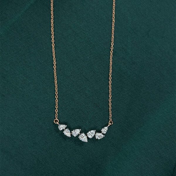Elegant Sparkle: Diamond Pendant Set with Rose Gold chain And Earring Set
