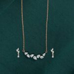 Elegant Sparkle: Diamond Pendant Set with Rose Gold chain And Earring Set