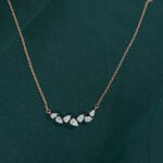 Elegant Sparkle: Diamond Pendant Set with Rose Gold chain And Earring Set