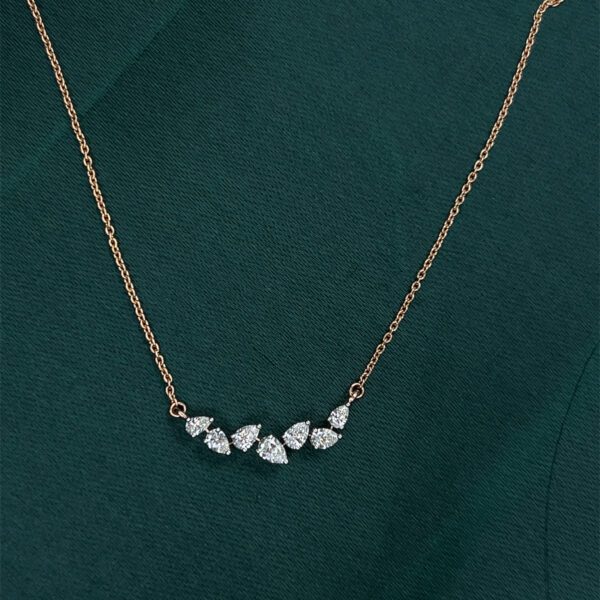 Elegant Sparkle: Diamond Pendant Set with Rose Gold chain And Earring Set