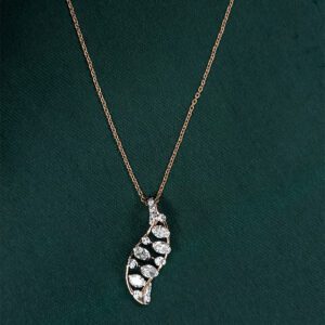 Timeless Shimmer Diamond Pendant Set for Classy Looks with Rose Gold chain