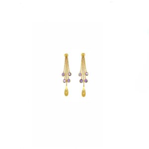 22KT Gold Lavender Drop Chain Earrings |Pachchigar Jewellers