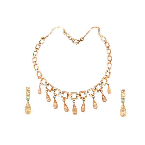 Elegant 18KT Rose Gold Necklace and Earrings Set for Women