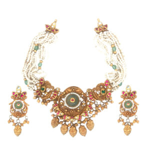 22KT Antique Gold Heritage Set Finish with Multistrand Beads