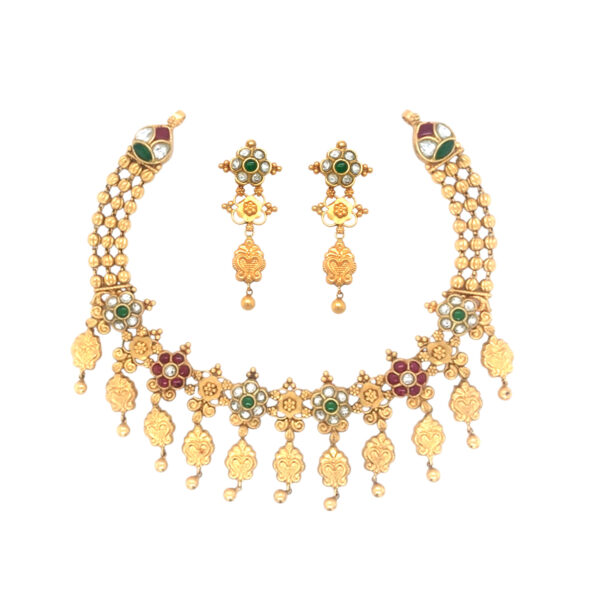 22KT Traditional Floral Gold  Set by Pachchigar Jewellers