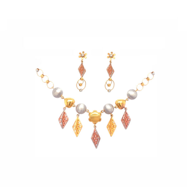 Trendy 22KT Gold and Yellow-Tone Necklace Set with Earrings