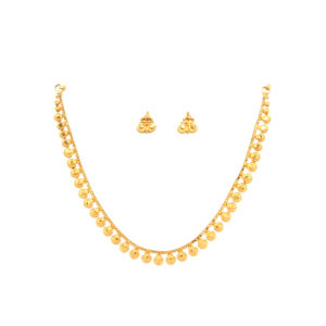 Traditional 22KT Gold Ball Necklace Set with Jhumki Earrings