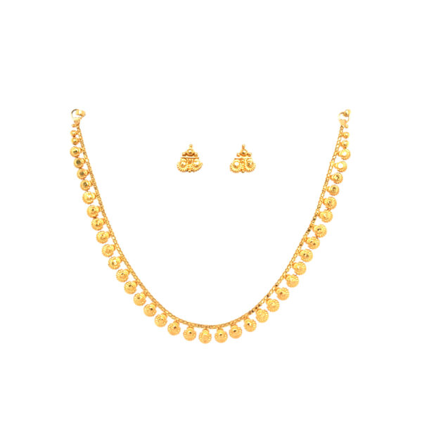 Traditional 22KT Gold Ball Necklace Set with Jhumki Earrings