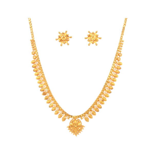 Classic 22KT Gold Temple Necklace Set with  Stud Earrings