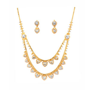 22KT Gold Double-Layered Necklace Set with Classic Design