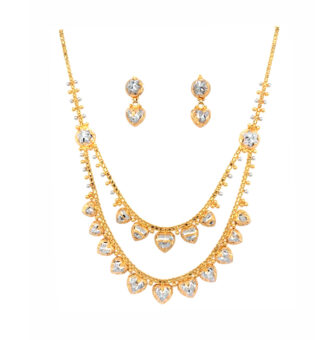 22KT Gold Double-Layered Necklace Set with Classic Design