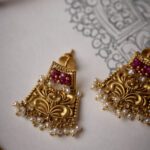 22K Antique Gold Collar  Necklace Set  | Temple Jewelry