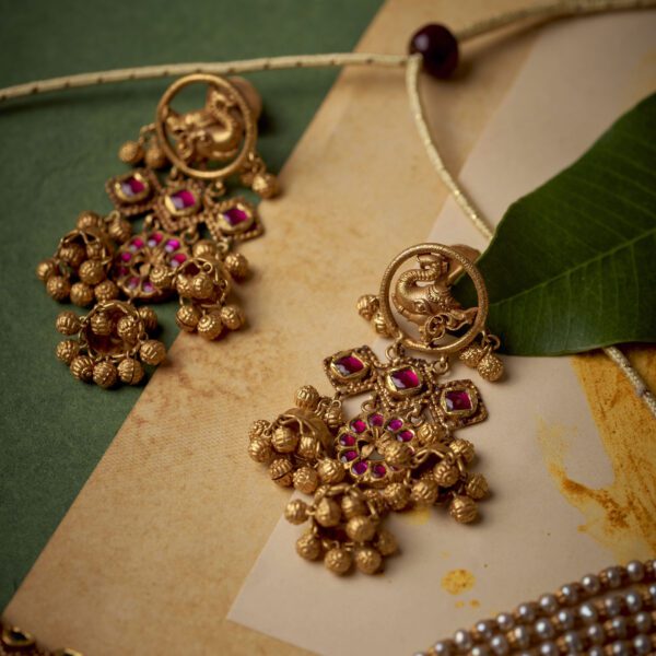 22K Temple Gold Necklace Set– Antique Bridal Jewelry