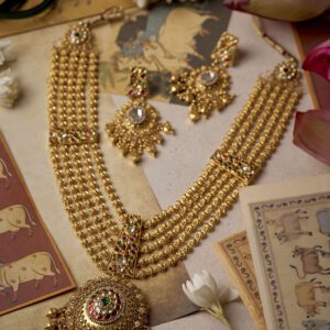22K Temple Heritage Gold Necklace|Traditional Bridal Jewelry